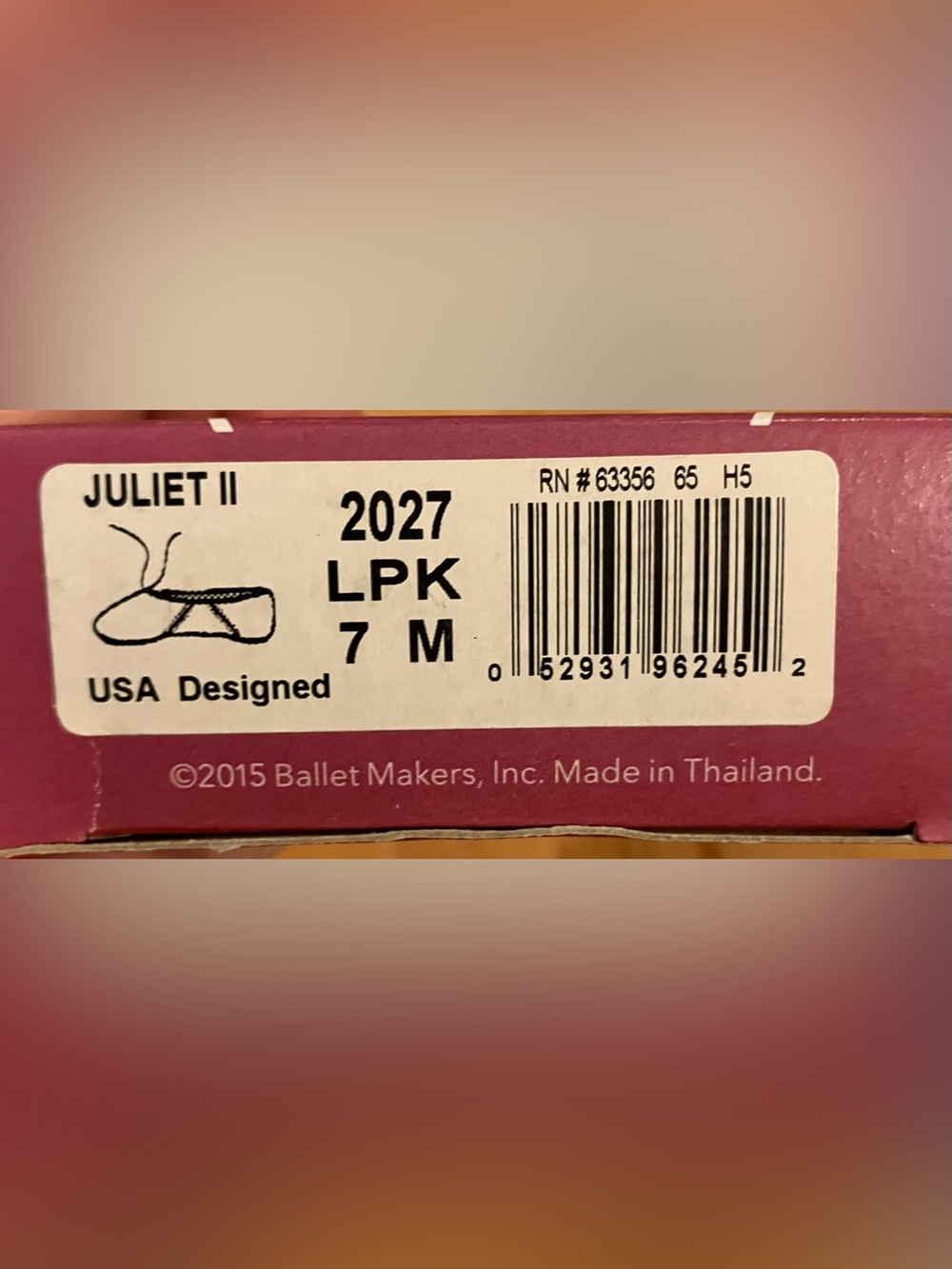 NEW in Box Capezio Juliet 2 Leather Ballet Slipper Size 7M 2027 LPK Pink